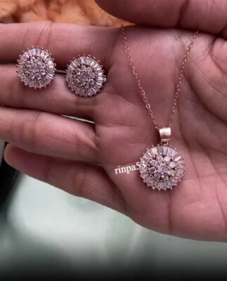 D/VVS Tester Passing Moissanite Party Wear Jewelry Set Women's Real In 925 SS - Image 1 of 4