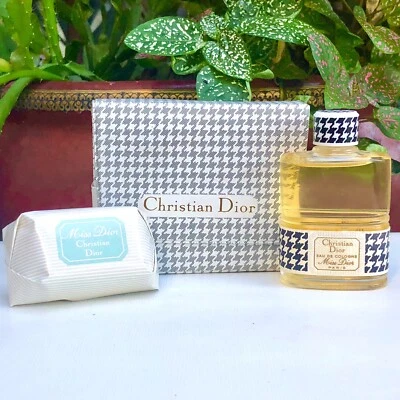 💝Perfume vintage años 70 MISS DIOR EDC 1 oz + Mini Jabón Christian Dior Set de Regalo Nuevo de Lote Antiguo Foto 1 de 4