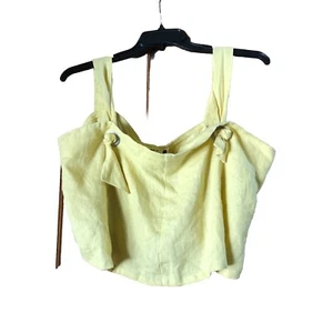 Back Beat Co Tank Top Linen Summer Crop Cami Knot Yellow Women’s Size XXL NWT - Picture 1 of 9