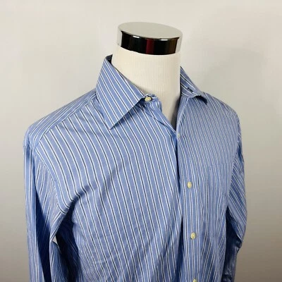 Camisa de vestir Tommy Hilfiger 15 32/33 Ithaca azul blanco a rayas 100 % algodón Foto 1 de 4