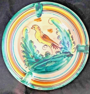 CENICERO PÁJARO TOLEDO PUENTE DEL ARZOBISPO ESPAÑOL DE COLECCIÓN 8,3" PINTADO A MANO c1960 - Imagen 1 de 6