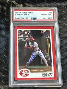 Barry Larkin Cincinnati Reds Signed Autograph 1987 Kahns Card Psa Please Read - Picture 1 of 5