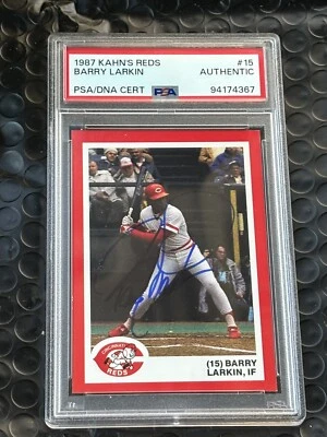 Barry Larkin Cincinnati Reds Signed Autograph 1987 Kahns Card Psa Please Read - Image 1 of 4
