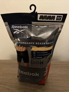 🩲REEBOK 4 PACK PERFORMANCE BOXER BRIEFS MEDIUM 7.5” INSEAM Wicking & Stretch A2 - Picture 1 of 8