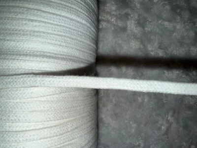 Cordón de repuesto de algodón tejido blanco plano de 10 yardas 1/4" de ancho Foto 1 de 2