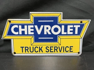 Chevrolet Porzellan Emaille LKW Service Schild 6”x12” Schwerlast Metall Fliege - Bild 1 von 18