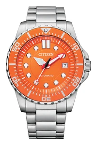 Citizen NJ0128-80X Orange Automatic Mens Watch Complete Set - Foto 1 di 4