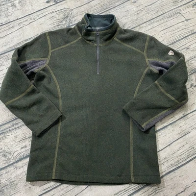 Suéter Kuhl Kids Boys Youth S (7-8) Revel 1/4 zíper Kashmira verde 3507 - Imagem 1 de 4