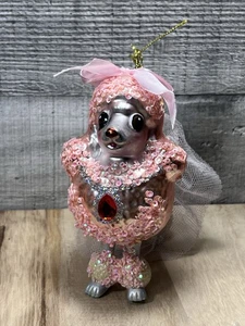 Katherines Collection Pudel Hund 5" mundgeblasenes Glas Weihnachtsschmuck rosa Tutu - Bild 1 von 6