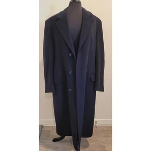 Gabardina de cachemir Saks Fifth Avenue 44R negra para hombre forrada de seda hecha en EE. UU. de colección - Imagen 1 de 12