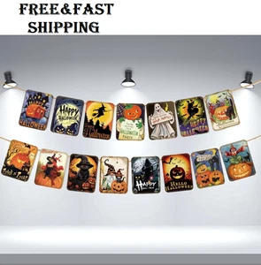 Banner de Halloween vintage - Letrero de papel de patio de fiesta para interior o multicolor - Imagen 1 de 6