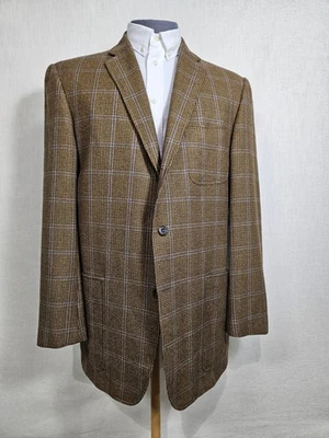Hickey Freeman 3/2 рулон блейзер коричневый оконное стекло клетку шерсти/кашемира 42R - Изображение 1 из 4