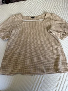 Ann Taylor Kurzarm Pullover hellbraun & elfenbein gestreift Gr. Medium  - Bild 1 von 5