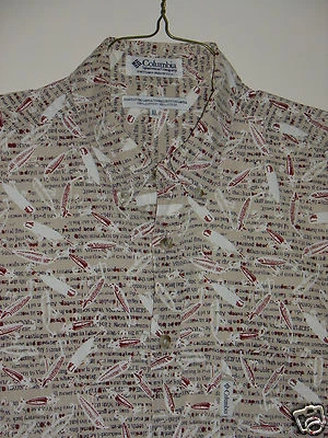 Camisa Para Hombre XL Columbia SEÑUELOS DE PESCA o MOSCAS Beige Algodón LKNW Foto 1 de 3
