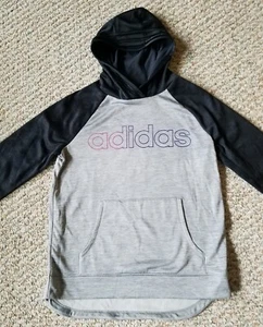 Adidas NEW w/Tags Youth Girls Gray & Black Pullover Hoodie Youth Size L 14 - Picture 1 of 12