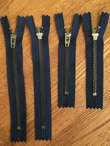 YKK Navy Blue (560), Close-End, Antique Nickel Teeth, 4" or 6" - 3 zippers - Picture 1 of 1