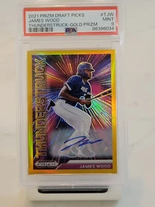 2021 Panini Prizm Draft Picks Thunderstruck Gold /10 James Wood Auto PSA 9 POP 1 - Picture 1 of 3