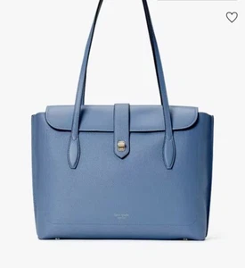 NWT Kate Spade Tote Laptop Bag Work Womens Large Leather Essential Turnlock Blue - Picture 1 of 12