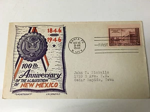  POSTAL COVER 100TH ANNIVERSARY OF NEW MEXICO 1946 - Picture 1 of 2