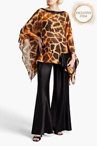 RRP€829 ROBERTO CAVALLI Satin Wide Leg Trousers IT44 US8 L Black Made in Italy