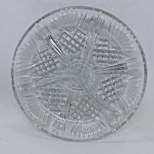 Italian Crystal Serving Dish Round Clear Divided 3 Sections Small - Picture 1 of 17