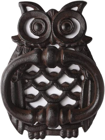 Iron Antique Style Rustic OWL Door Knocker Finish Collectible Vintage Rust Color Cover