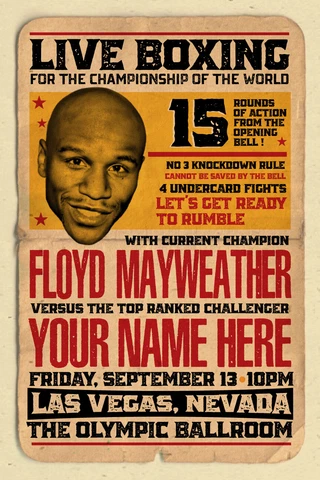 YOUR NAME on a Boxing champ poster vs Floyd Mayweather - personalized & cool Cover