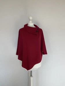 Women’s One Size Elegant Red Cowl Neck Cape Poncho Top - Picture 1 of 7