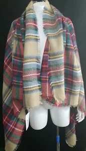 Large Tartan Blanket Scarf Warm Checked Plaid Shawl for Womens multi color - Picture 1 of 3