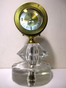 Rare Antique Vintage Seth Thomas Brass Crystal Desk Alarm Clock Made In Germany - Picture 1 of 8