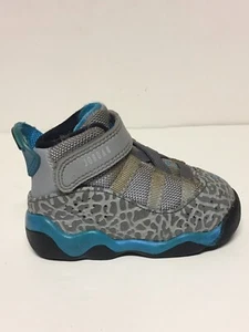 Air Jordan 6 Rings Toddler Size 4C Wolf Grey Black Cool Grey Powder Blue - Picture 1 of 8