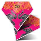 2X Diamond Shape Vinyl Stickers Kochi India Decorated Elephants 60229
