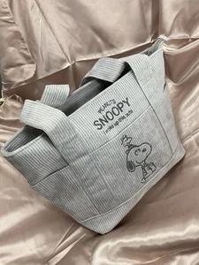 Snoopy Embroidered Corduroy Tote Shoulder Bag In Grey Brand New H Quality - Picture 1 of 6