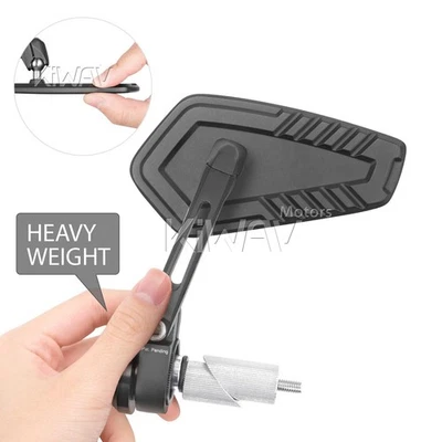 Espejos retrovisores de extremo de barra de peso pesado delgado BLADE negro se adapta a la mayoría de las motocicletas Harley Foto 1 de 4