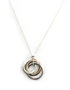 Auth Tiffany & Co. 1837 Interlocking Circles Rubedo, Silver Pendant Necklace USA - Picture 1 of 8