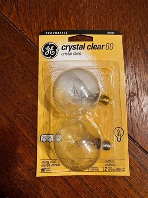 60W G16½ Candelabra Base ~Crystal Clear~Light Bulbs #91031~1500 Hours - 2 Pack - Image 1 of 3