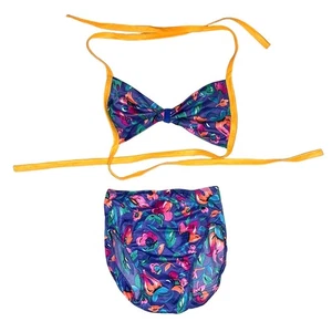 80's Vintage Purple Floral Bikini Girls size 10 Mint condition - Picture 1 of 2