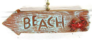 Beach Arrow Sign w/ Red Crab Ceiling Fan or Light Pull Home Decor - Picture 1 of 2