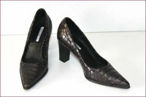 DONNA PIU Escarpins Tout Cuir Façon Croco Gris Foncé T 35 TBE - Imagen 1 de 6