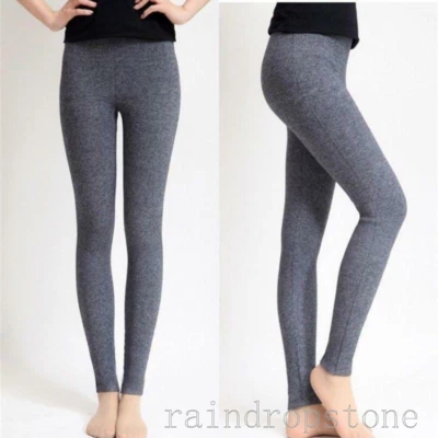 Womens Cashmere Wool Blend Leggings Snug Seamless Pants Thick Winter Warm Slim - Image 1 of 4