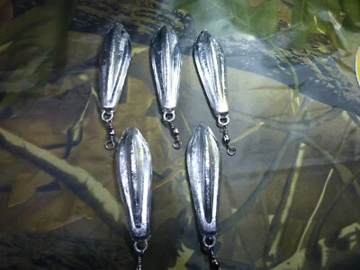 5x Strömungsblei - je 80g - Handgemacht - Ideal für Fluss & See - Angelzubehör - Bild 1 von 2