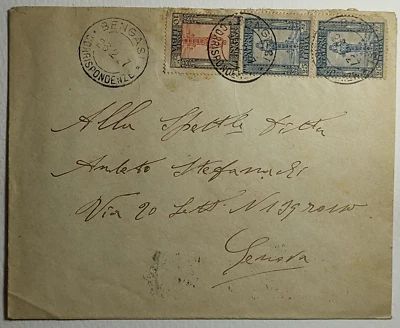 1927 Bengasi Libia Italia Historia Postal Cubierta a Génova Italia Foto 1 de 3