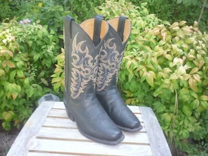 Women's 5.5 B M Nocona Legacy Black Square Toe Western Cowboy Boots LD2740 - Picture 1 of 12