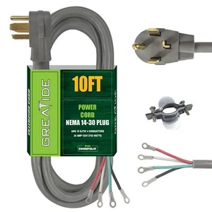 4 Prong Dryer Cord 10 Ft 10/4 SRDT 30 Amp Appliance Extension Power Cord NEMA... - Picture 1 of 7
