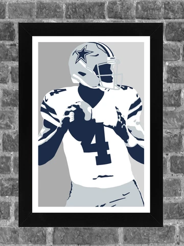 Dallas Cowboys Dak Prescott Portrait Sports Print Art 11x17 Cover