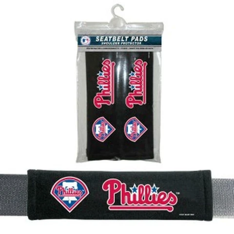 Philadelphia Phillies Seat Belt Pads 2 Pack [NEW] MLB Auto Car Seatbelt Shoulder Cover