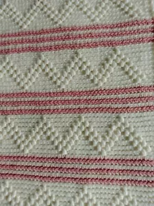 Pink And Off White Crocheted Throw Bed Sofa Blanket With Fringe 38"X 54" - Picture 1 of 6