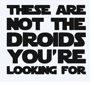 THESE ARE NOT THE DROIDS YOU ARE LOOKING FOR vinyl decal. Mandalorian Yoda R2D2 - Picture 1 of 4