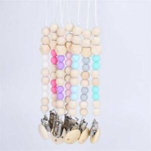 Baby Safe Wooden Pacifier Holder Clip Chain Nipple Teether Dummy Soother LI