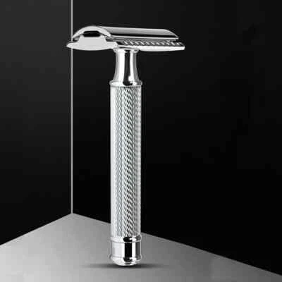 Rasoio di Sicurezza a Doppia Lama Argento rasoi da barba per uomo - Immagine 1 di 4